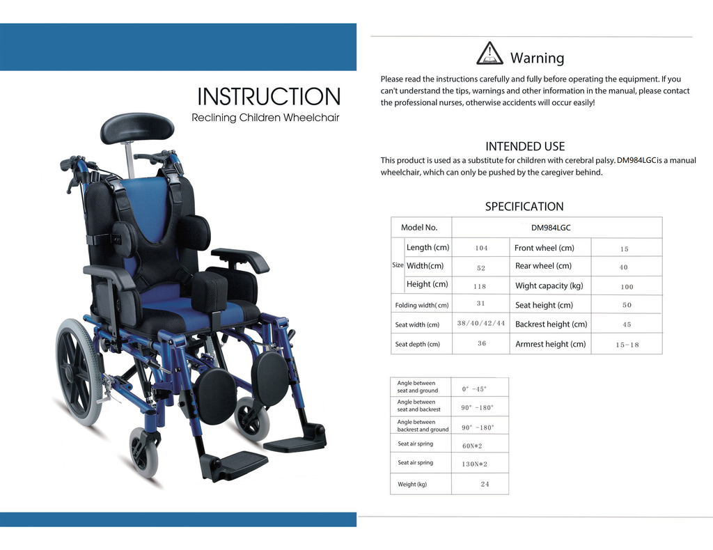 Silla de ruedas reclinable pediátrica de aluminio con kit de crecimiento pies elevables apoya cabeza y ángulo de asiento ajustables