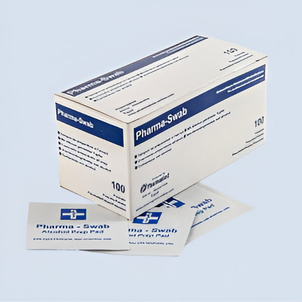Toallitas húmedas con alcohol 3 x 3 cm caja con 100 ud