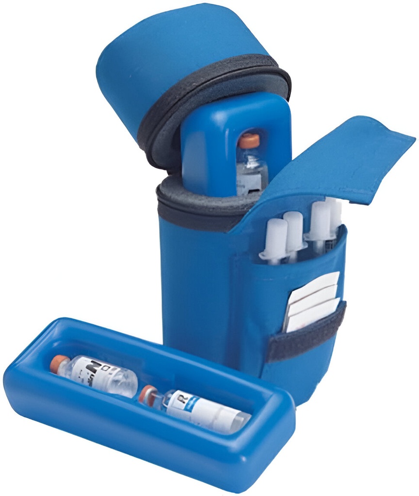 Porta insulina contenedor azul para 12 horas