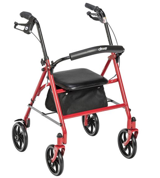 Andadera con asiento tipo rollator 4 ruedas de 7.5&quot;