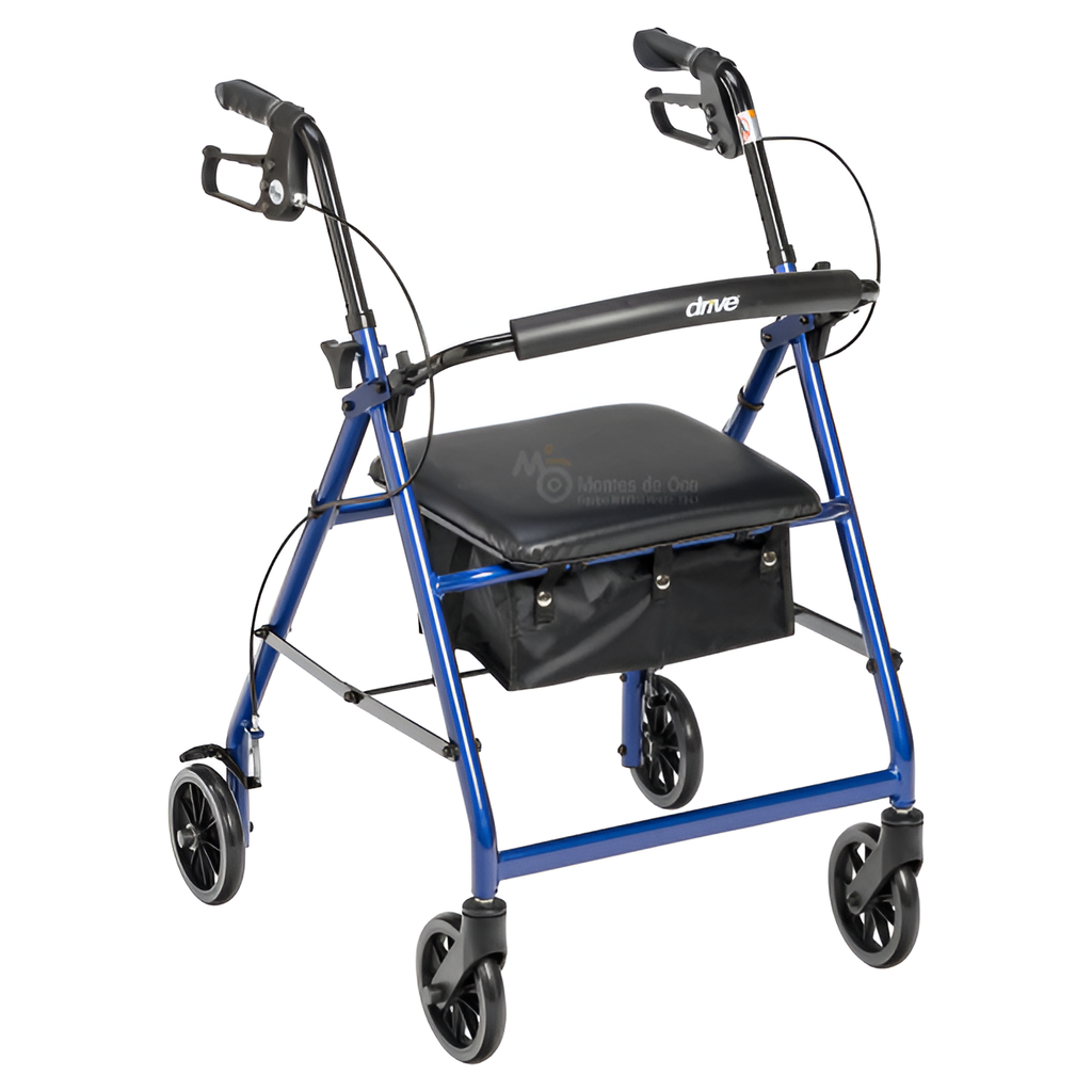 Andadera con asiento tipo rollator 4 ruedas de 6" respaldo removible aluminio