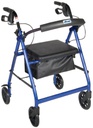 Andadera con asiento tipo rollator 4 ruedas de 6&quot; respaldo removible aluminio