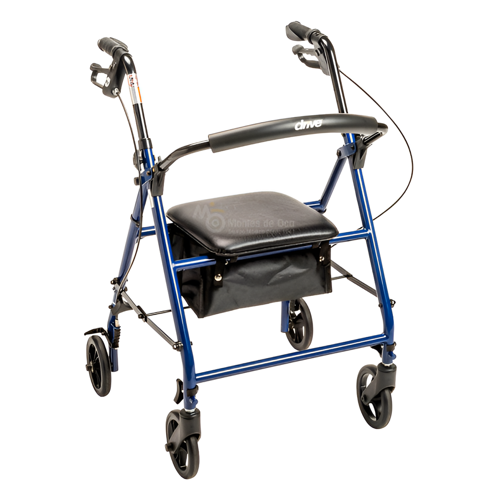 Andadera con asiento tipo rollator 4 ruedas de 6"