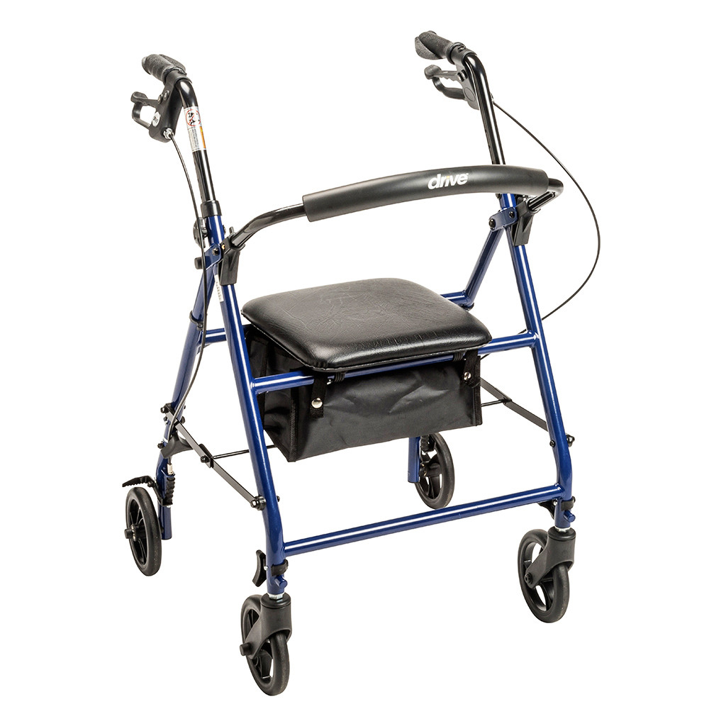 Andadera con asiento tipo rollator 4 ruedas de 6&quot;