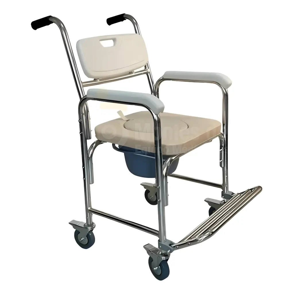 Inodoro con ruedas 3 en 1, acolchado, con apoya pies