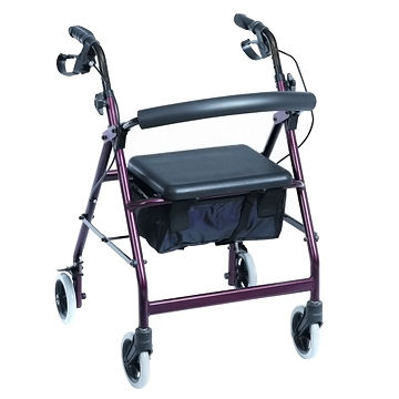 Andadera con asiento tipo rollator 4 ruedas de 6" removibles aluminio