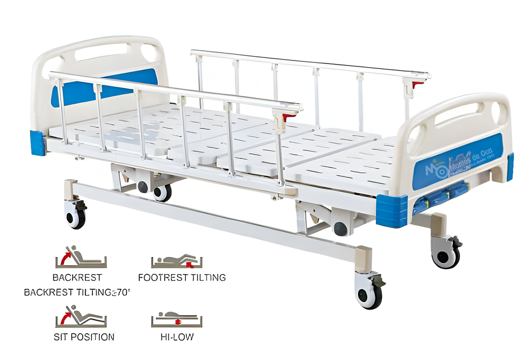 Cama manual con barandas tres funciones