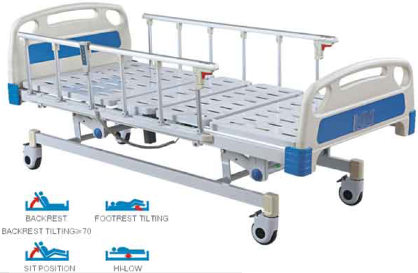 Cama eléctrica con barandas tres funciones 