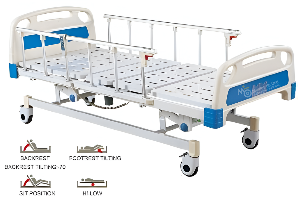 Cama eléctrica con barandas tres funciones