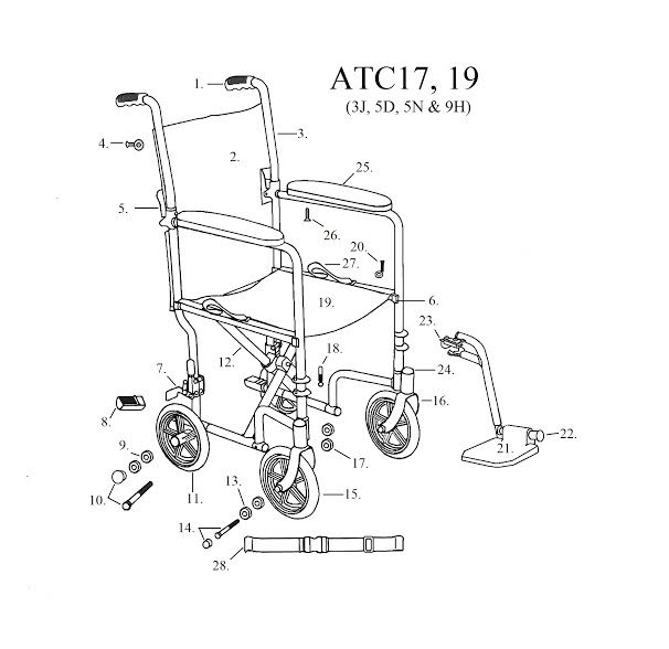 Rueda para silla de transporte ATC19 o similar 7.5&quot;&quot;