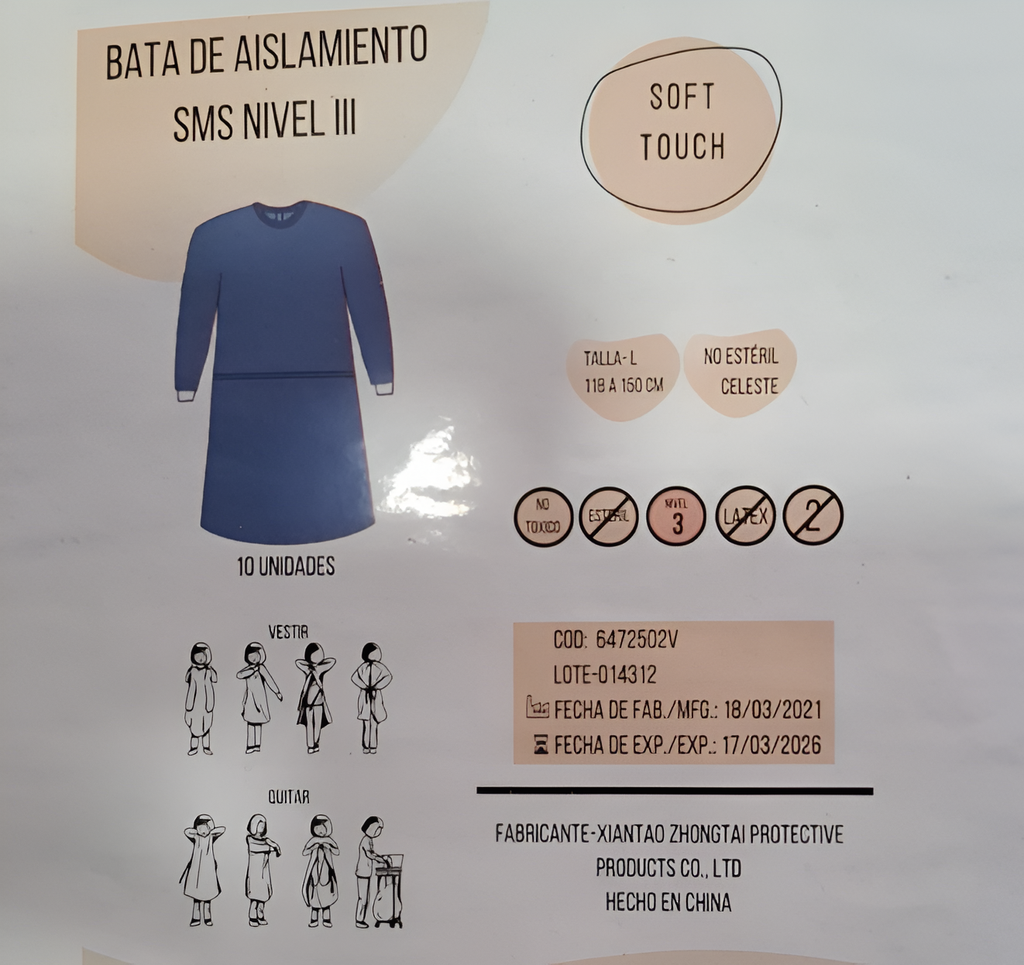 Bata aislamiento soft touch celeste