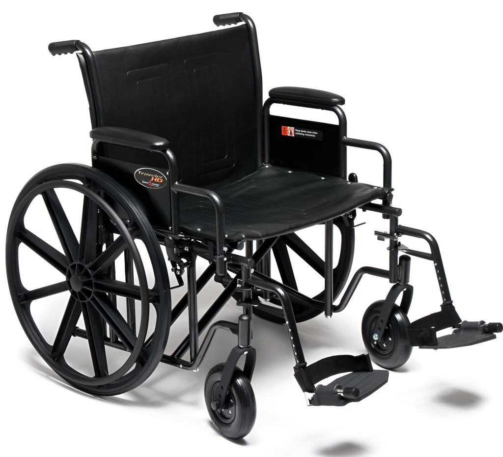 Silla de ruedas vinil con descansa brazo corto desmontable pies sencillos bariátrica