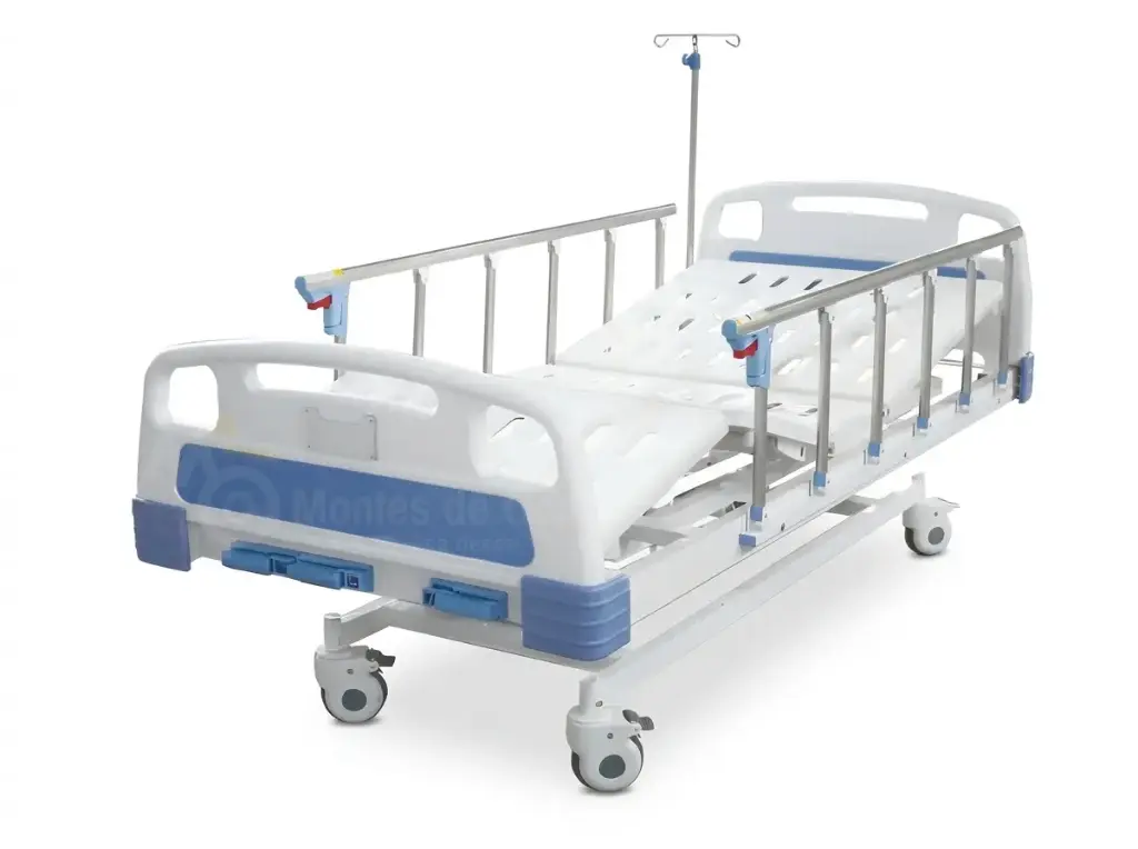Cama manual con barandas, tres funciones