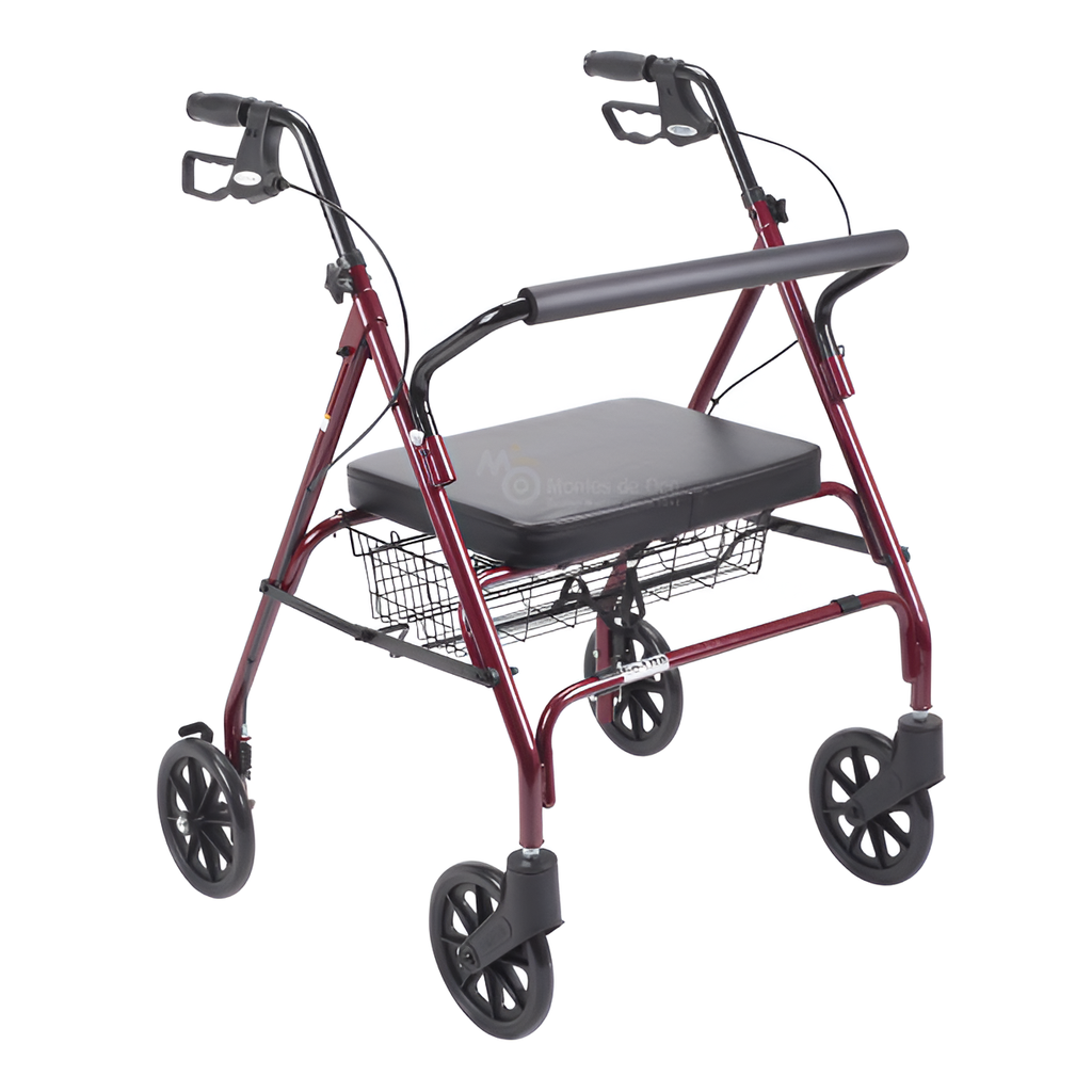 Andadera bariátrica con asiento tipo rollator 4 ruedas