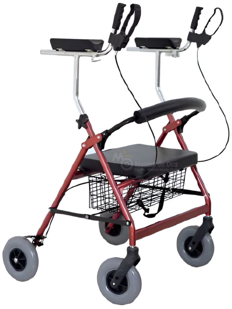 Andadera con asiento y apoya brazos tipo rollator, ruedas de 8&quot; x 2&quot;