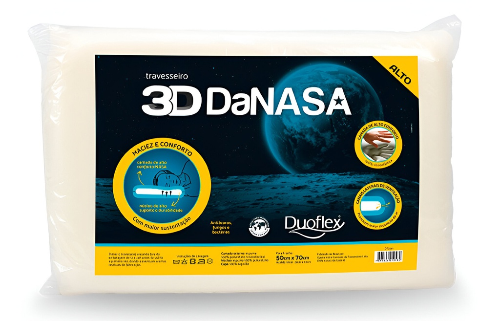 Almohada 3D DaNASA Alto, con funda pvc para hospital