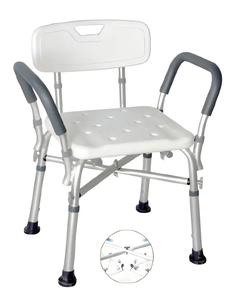 Silla de baño bariátrica con respaldo y apoya brazos