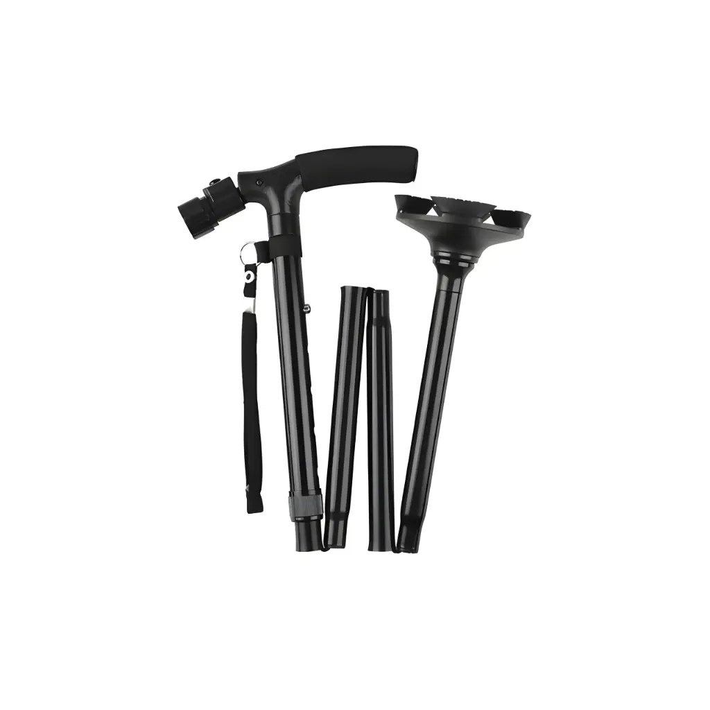 Bastón plegable con tapón tipo trípode y luz led ajustable