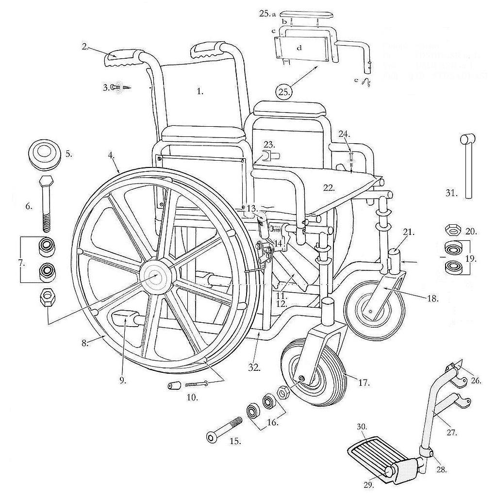 Rueda delantera para silla de ruedas Sentra de 20&quot; 22&quot; y 24&quot; o terreno difícil